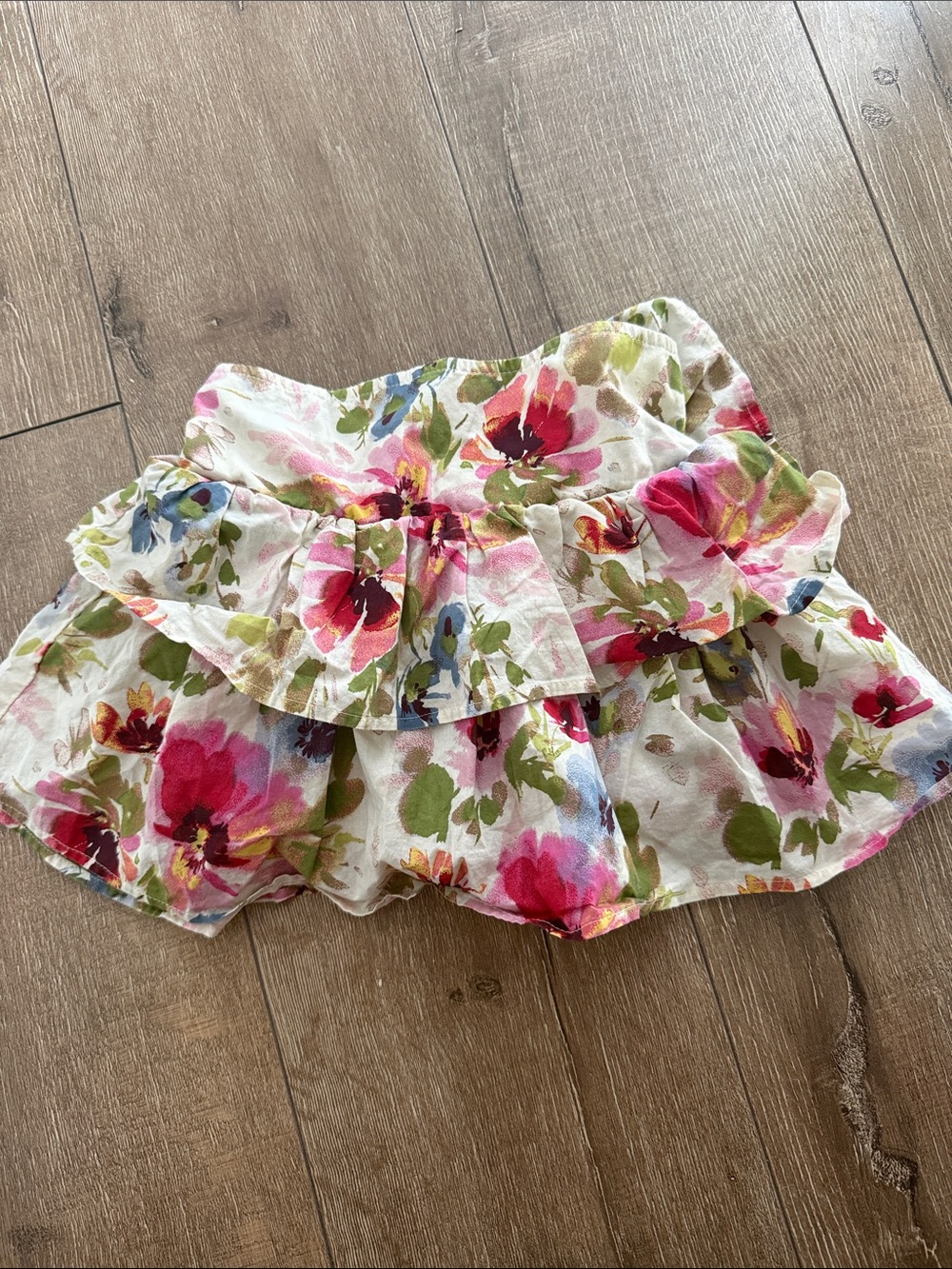 Girls Floral Ruffle Tiered Skirt - Pink & Green Bloom